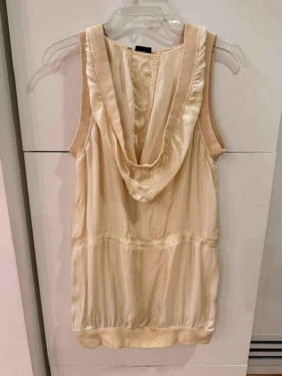 Helmut Lang Tops - Helmut Lang Sleeveless Hooded Tunic Size Medium – Cream Silk Blend Drawstring To